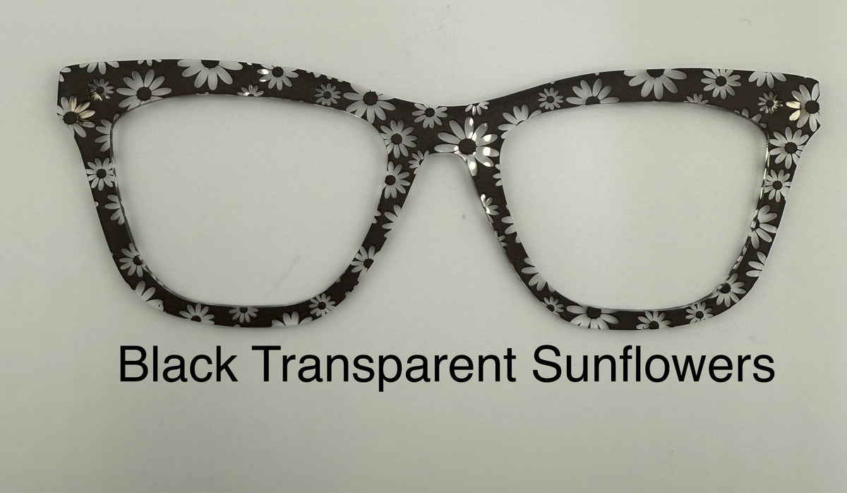 Transparent Sunflowers on Black